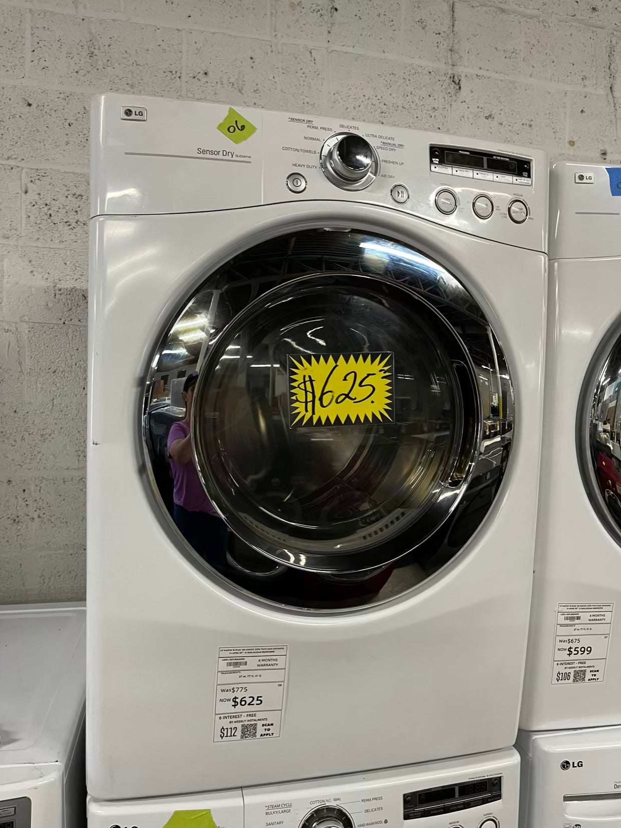 LG washer & dryer set electric 220v front load stackable in white 30" in Refurbished #WD928RB