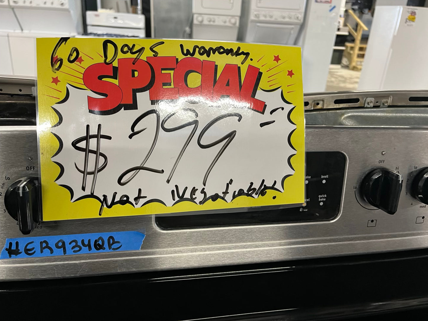 Frigidaire Gallery electric range stainless steel 5 burner warm zone bake broil self clean 30” item number #ER934KB