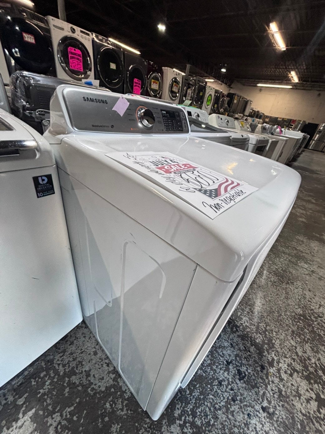 >*samsung white top top load washer large capacity & dryer set electric 220v side x side top load stainless steel drum white color used-refurbished #W5AABB