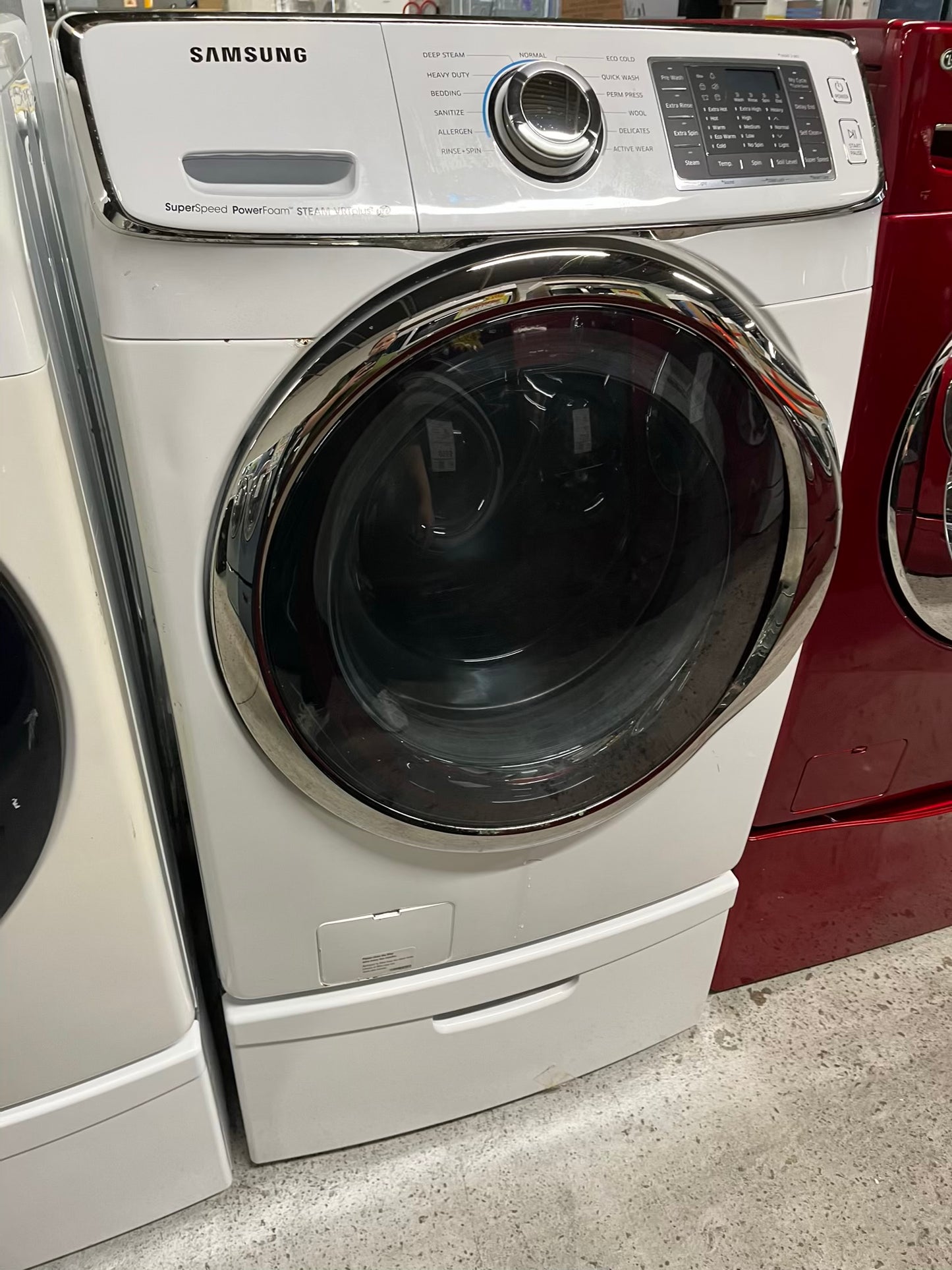 -Samsung front load washer & dryer set electric W/pedestal extra storage 27" #WD953CB