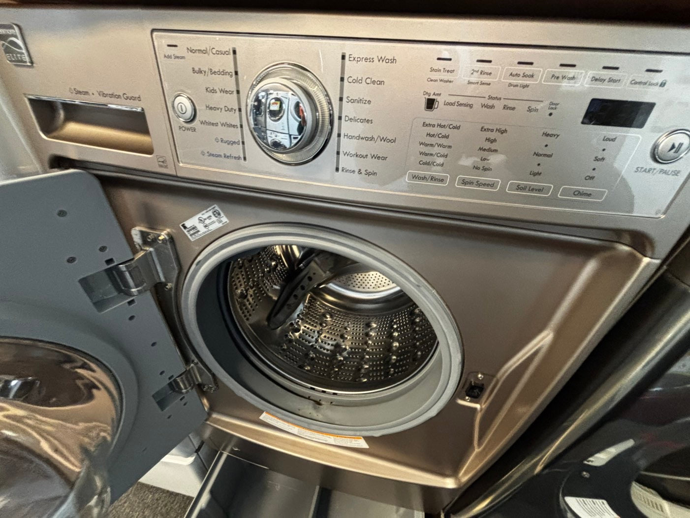Mix & match set Kenmore washer & LG dryer gas set front load stackable or side by side large capacity stalnless steel drum w/pedestal extra storage 27" Refurbished #WDMX23L