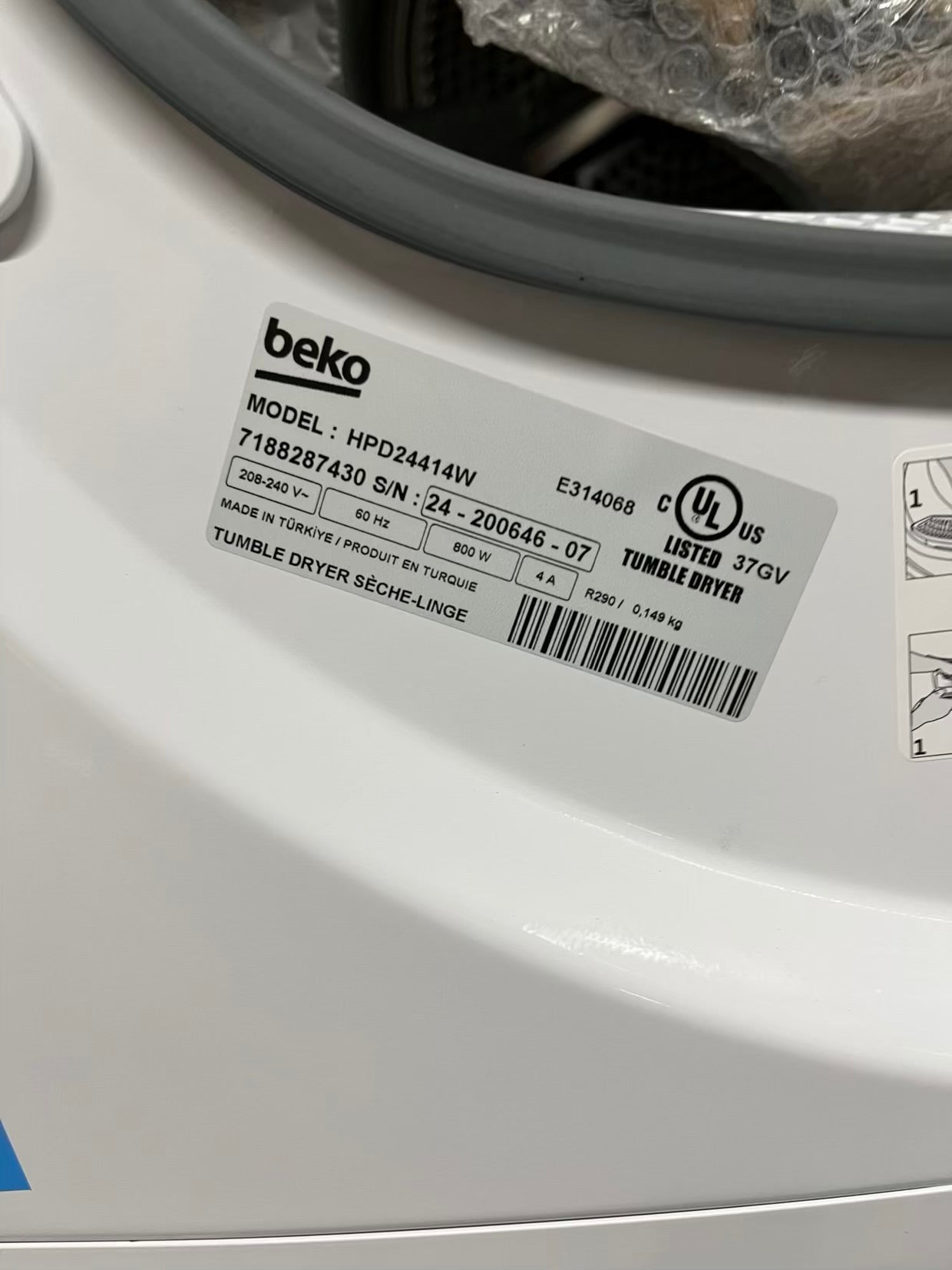 Open Box 📦 Scratch & Dent Beko 24" Front-Load stackable 1.94 cu ft washer & Heat Pump Ventless Front Load Dryer 4.5 cu ft 220v electric #WD635KB