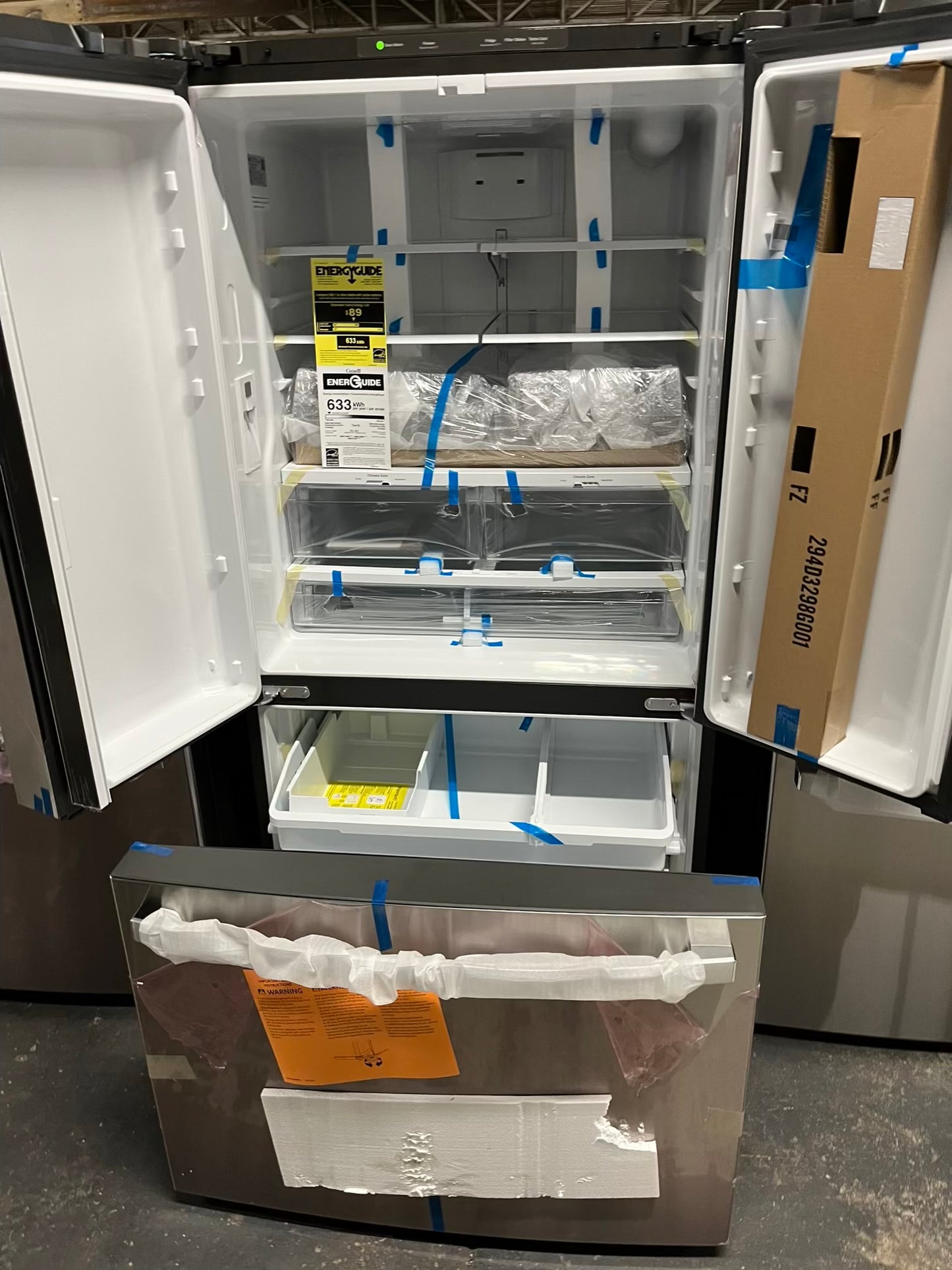 Open Box 📦 GE French Door Refrigerator stainless steel w/ice maker and water dispenser inside - Item number #RF634NB 36” in