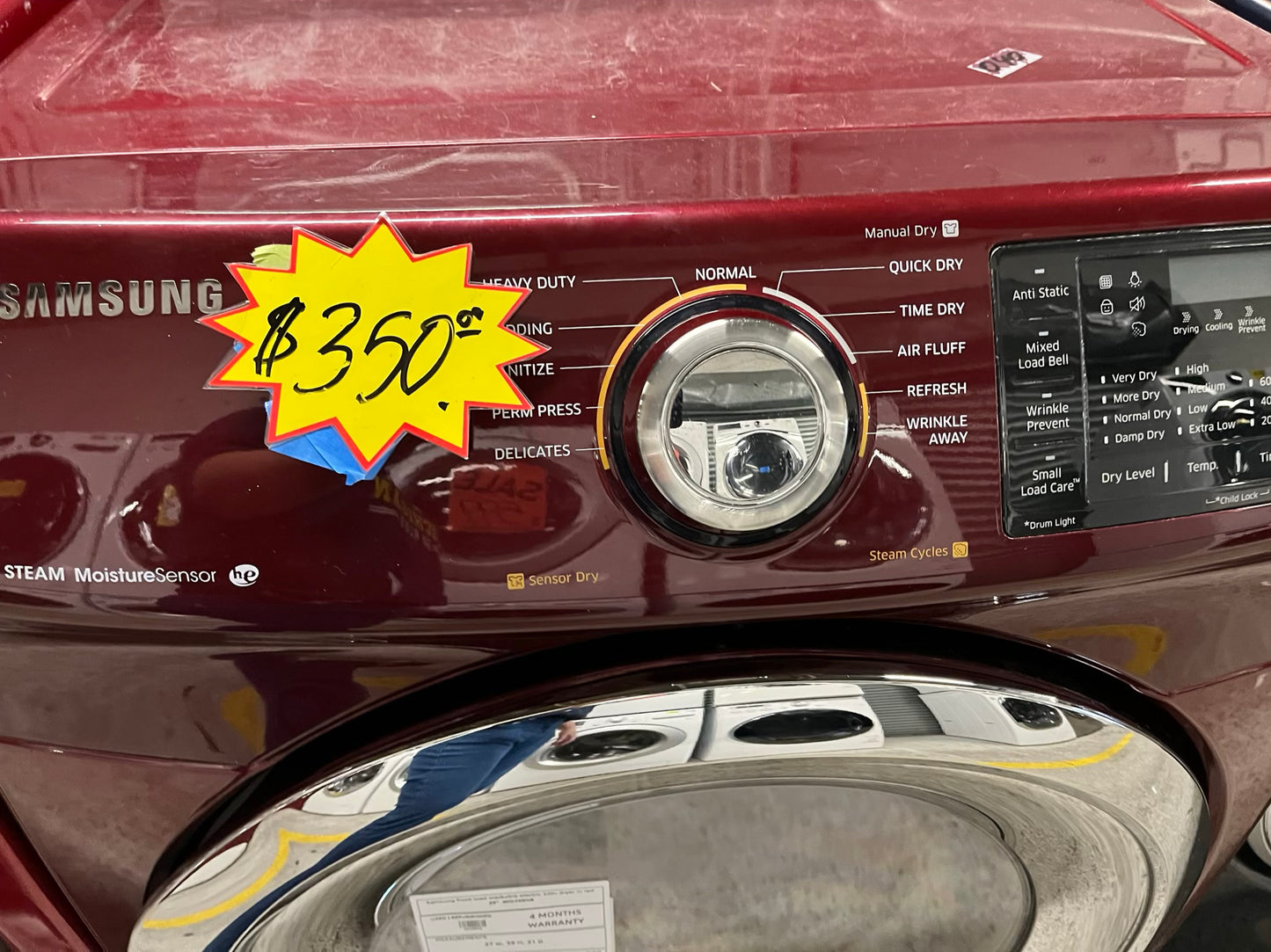 Samsung front load stackable electric 220v dryer in red 29" #ED298NB