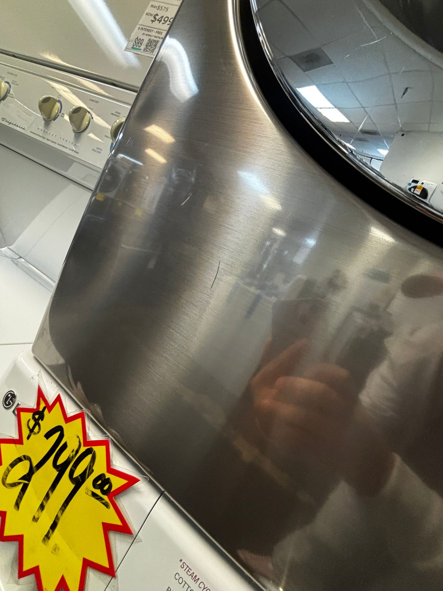 - LG front load GAS dryer large capacity stainless steel stackable 27” #GD401KL
