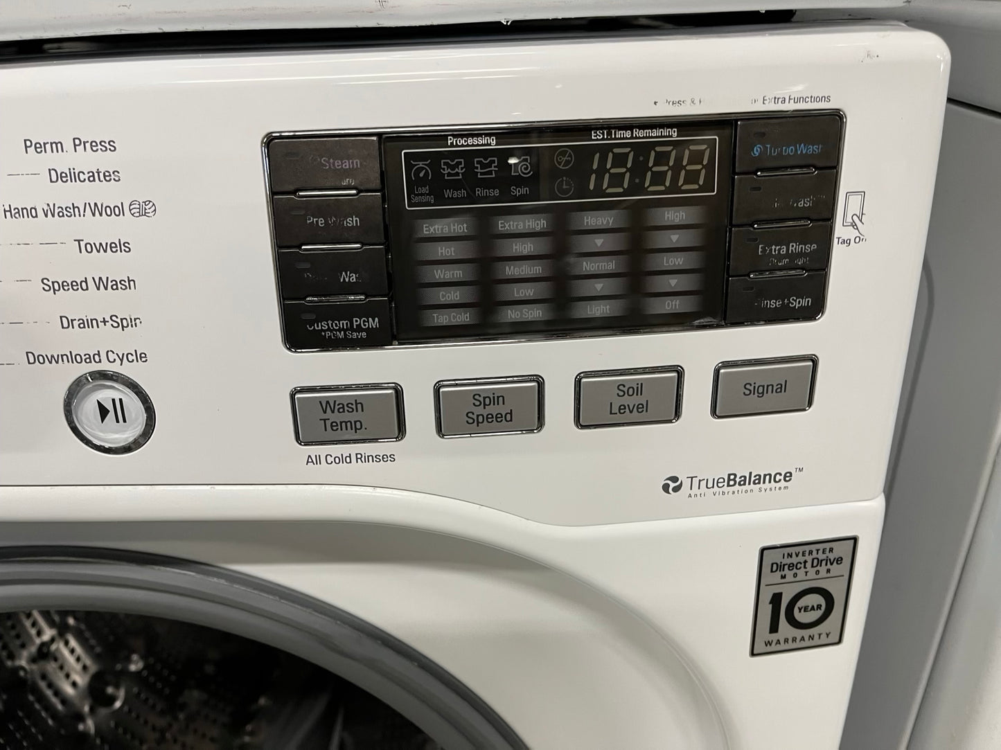 LG steam cycle washer 4.5 cu ft & dryer 7.5 cu ft set electric 220v front load stackable sensor dry He In white #WD854JB