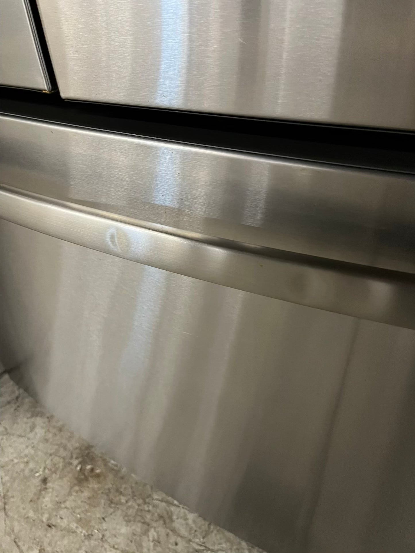 GE French door Refrigerator counter depth stainless steel w/water dispenser  & ice maker inside Item number #RF734VB 36” in Refurbished