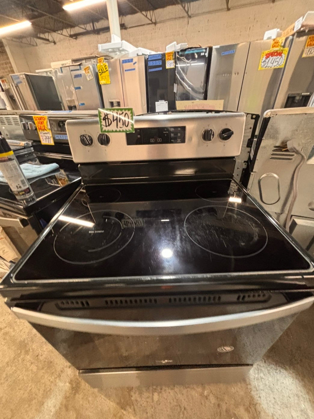 >*whirlpool electric 220v glass top range bake Broil roast self clean stainless steel 30" used-Refurbished #EWG161B