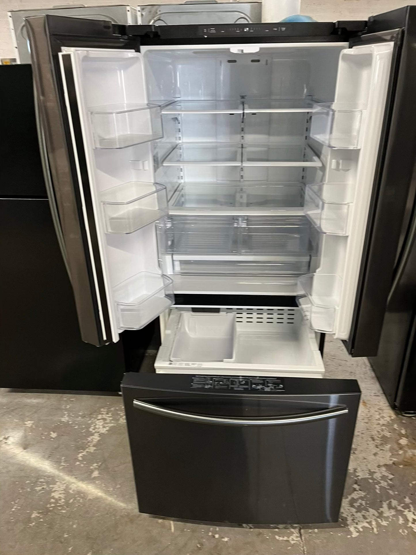 - Samsung French door refrigerator black stainless steel w/ice maker 30” #RF394TB