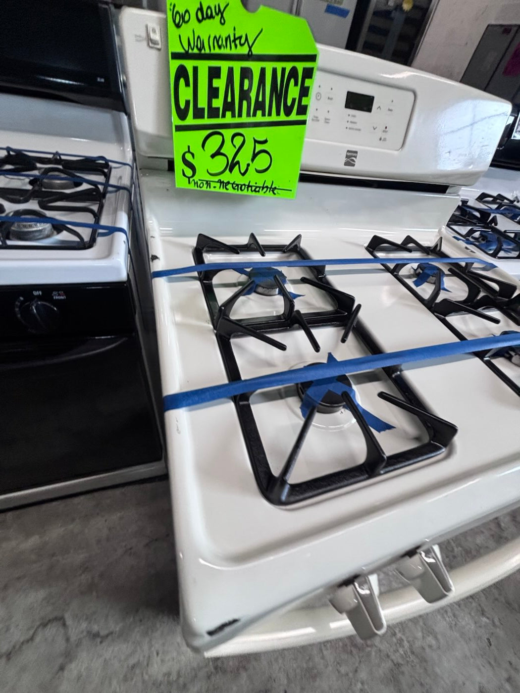 }sale🔥Kenmore Gas range 4 burner bake broil Hi/Lo self clean in off white working 💯 with warranty ,used-Refurbished 30” #KG66D7B