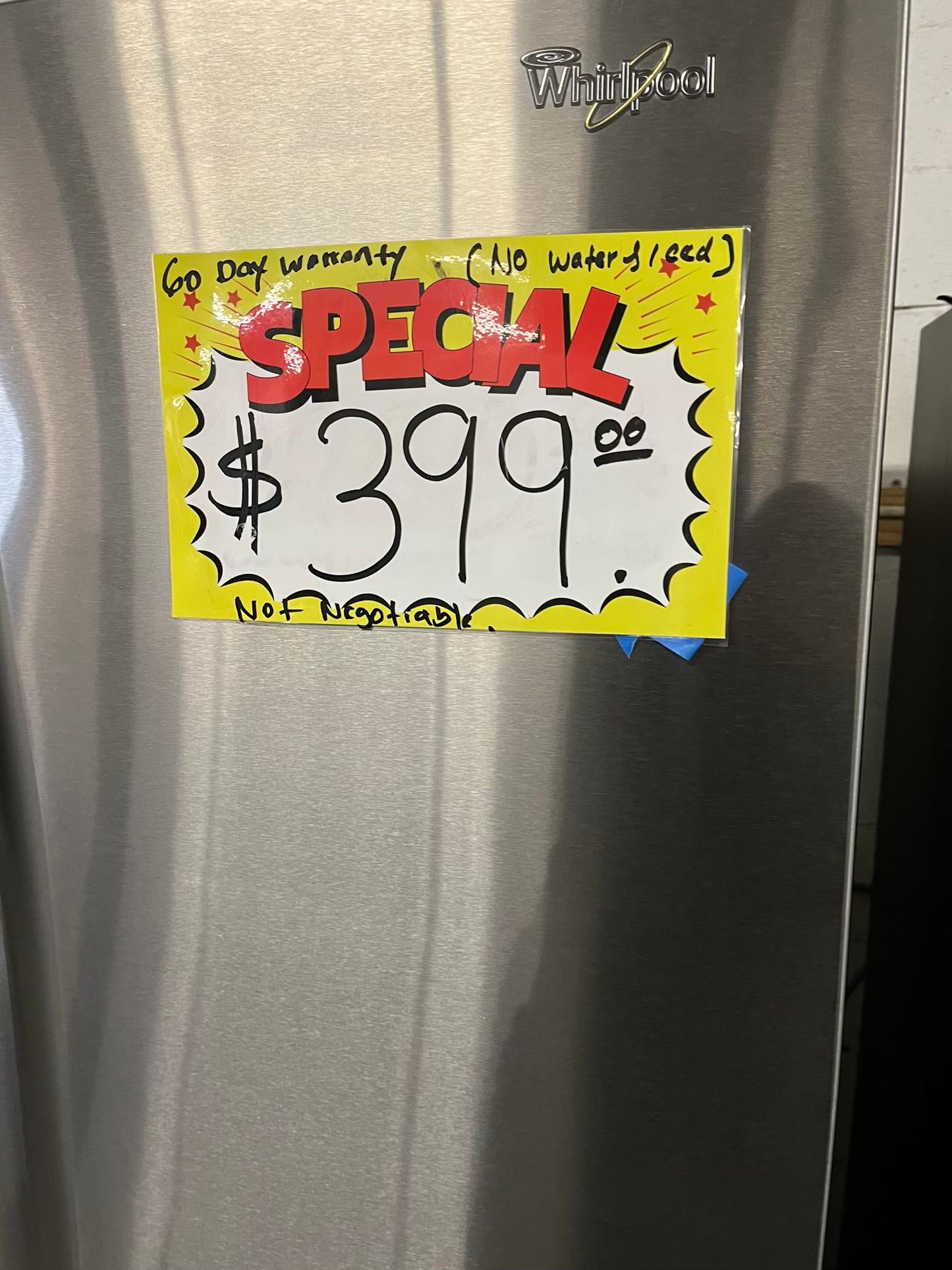 - Whirlpool Side x side Refrigerator stainless steel NO ice maker / NO water dispenser - item number #RF739AB 36” in Refurbished