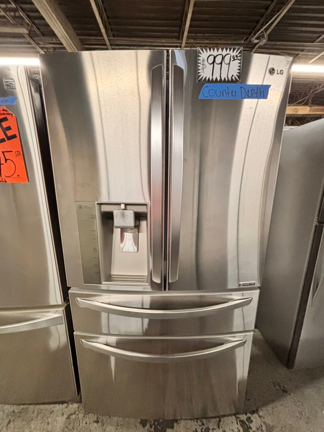 >sale🔥LG French door 4-doors Refrigerator counter depth stainless steel w/ ice water dispenser great condition 36" used-refurbished #LGAW24BB