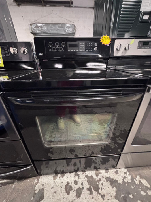 >LG black convection oven electric 220v glass top range 5 burner Refurbished bake Broil self clean 30" #ER2GVZC