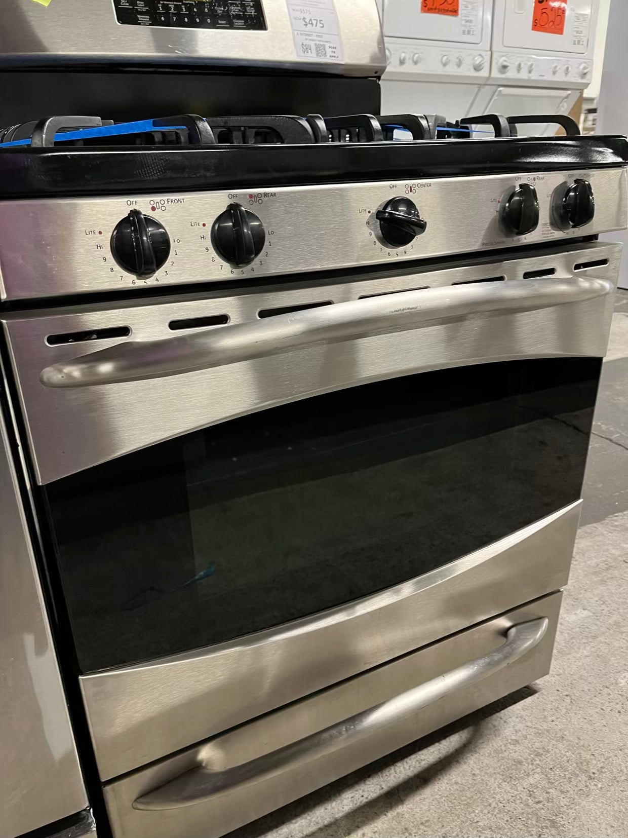 - GE gas range stainless steel 5 burner bake broil hi/lo self clean #GR739FB