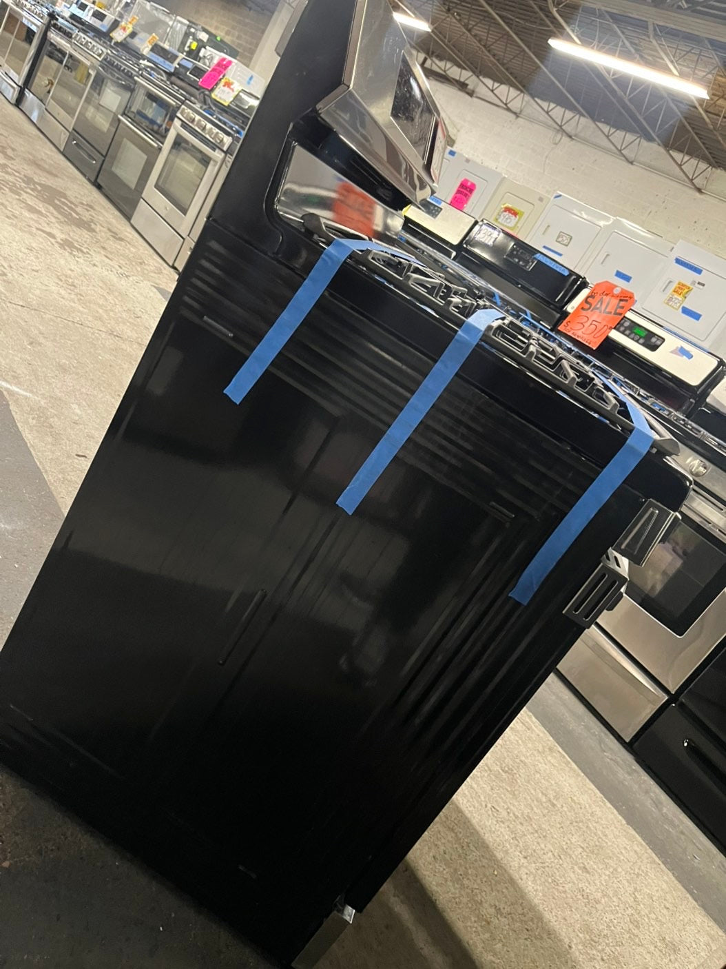 =Samsung Air fry Bake Roast keep warm gas stove 5 burner bake broil i/lo in black & silver -used-Refurbished 30” #GSTVA24B