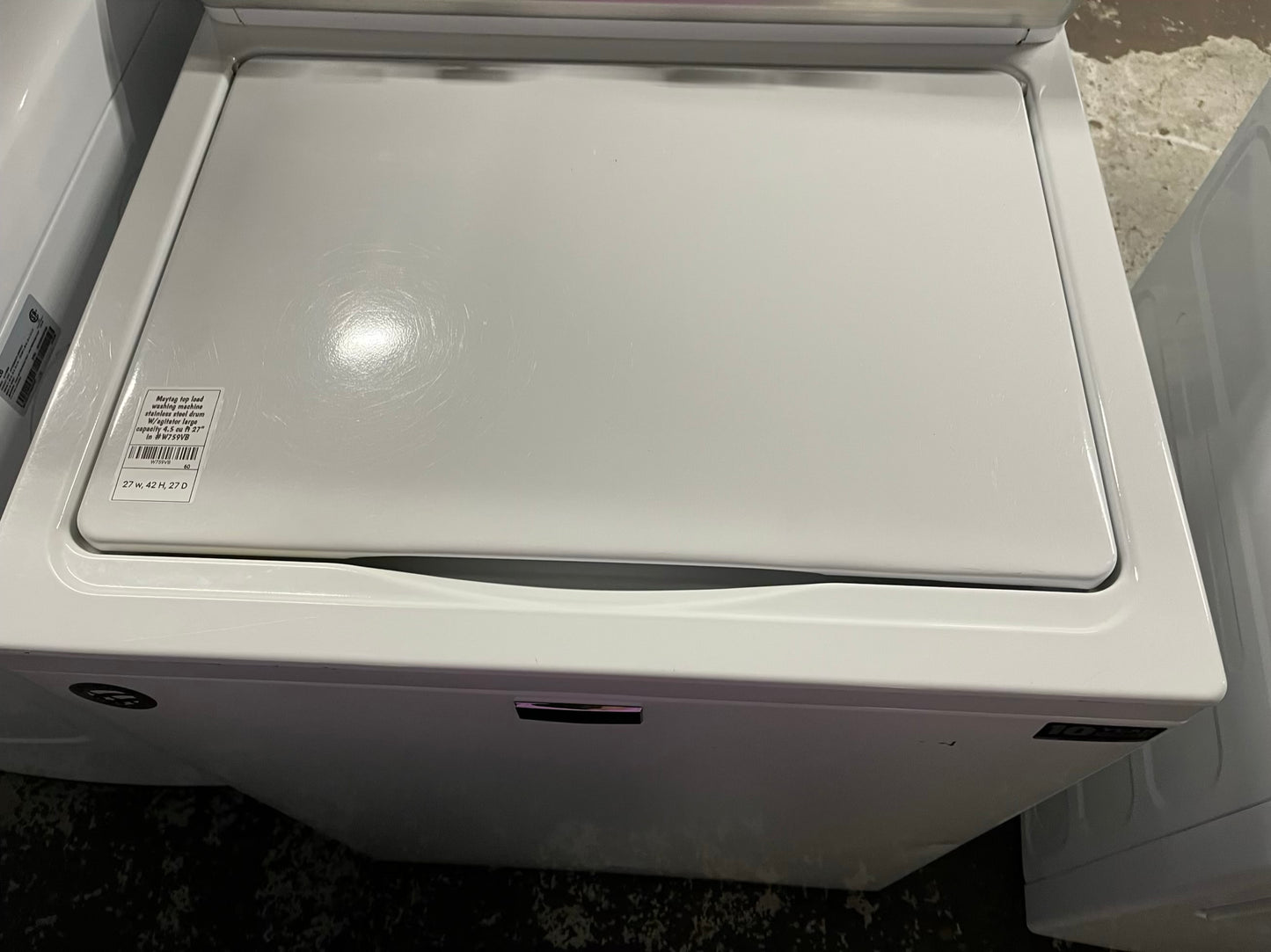 Maytag top load washing machine stainless steel drum W/agitator large capacity 4.5 cu ft 27" in #W759VB
