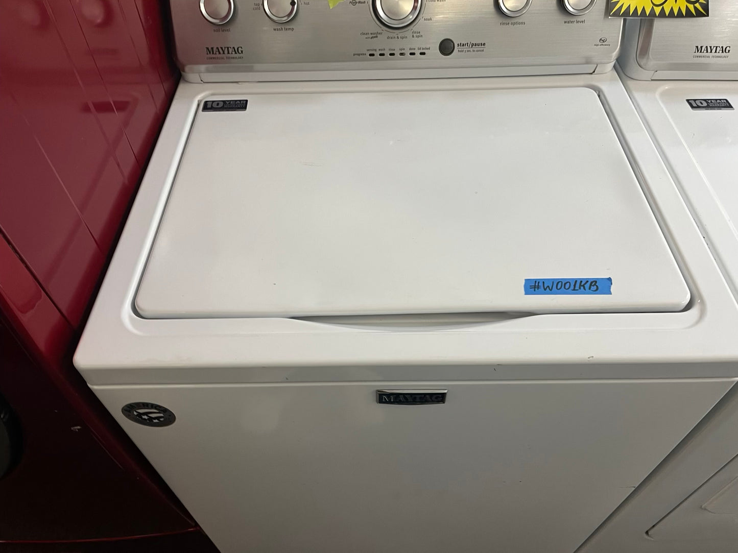 - Maytag Top load washing machine side x side large stainless steel drum w/agitator & electric dryer 220v set 29" Refurbished #W001KB