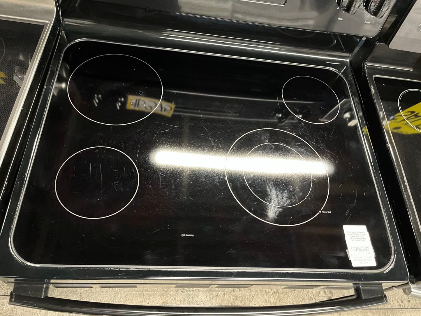 -GE glass top electric range 220v 4 burner bake broil hi/lo Refurbished black 30" #ER339QB-TR
