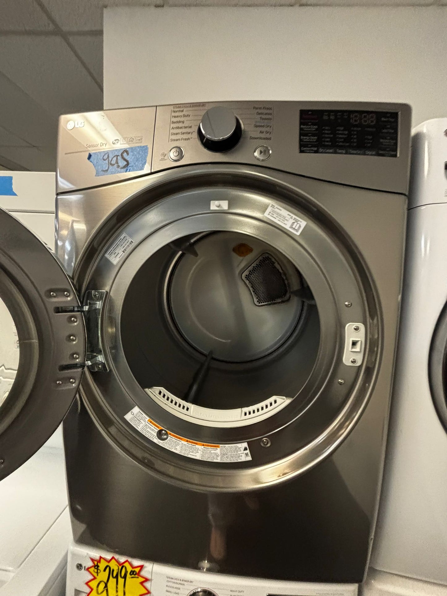 - LG front load GAS dryer large capacity stainless steel stackable 27” #GD401KL