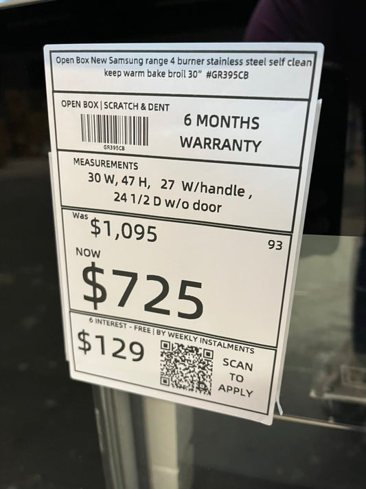 - Open Box ๐ฆ Samsung electric 220v range 4 burner stainless steel self clean keep warm bake broil 30" #GR395CB