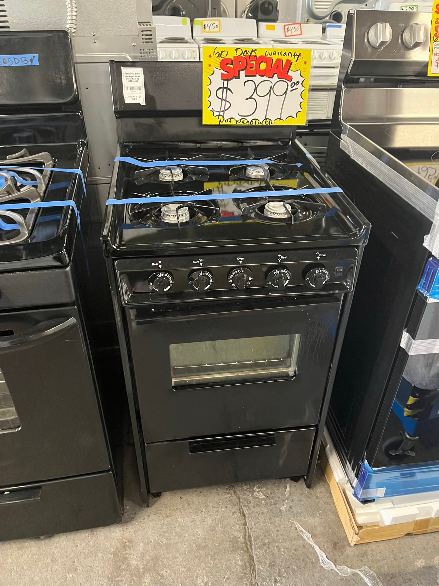 - Special size Brown gas range 4 burne broil in black 20 #GR9080B