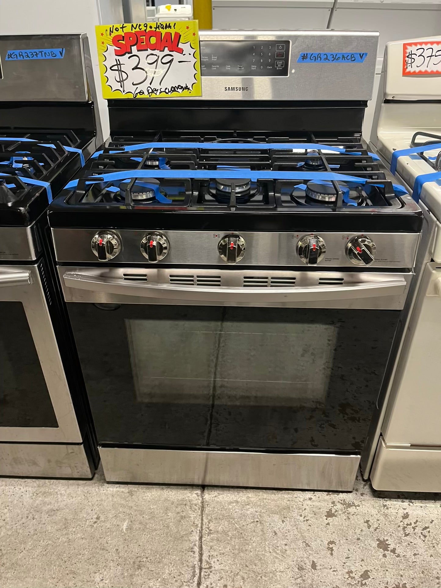 - Samsung range 5 burner bake broil self clean stainless steel 30" ##GR236ACB