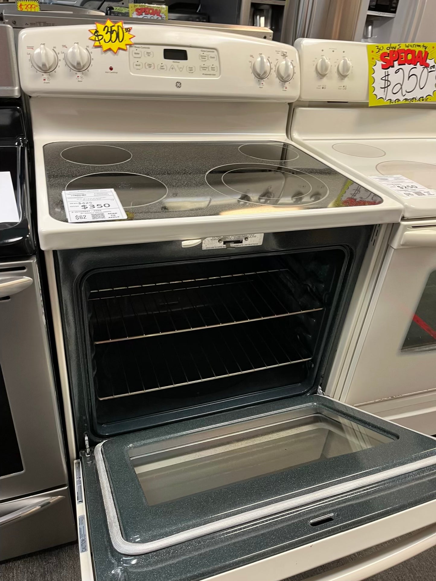 GE ELECTRIC 220v IN BISQUÉ BAKE BROIL HI/LO SELF CLEAN 4 BURNER #ER852EL