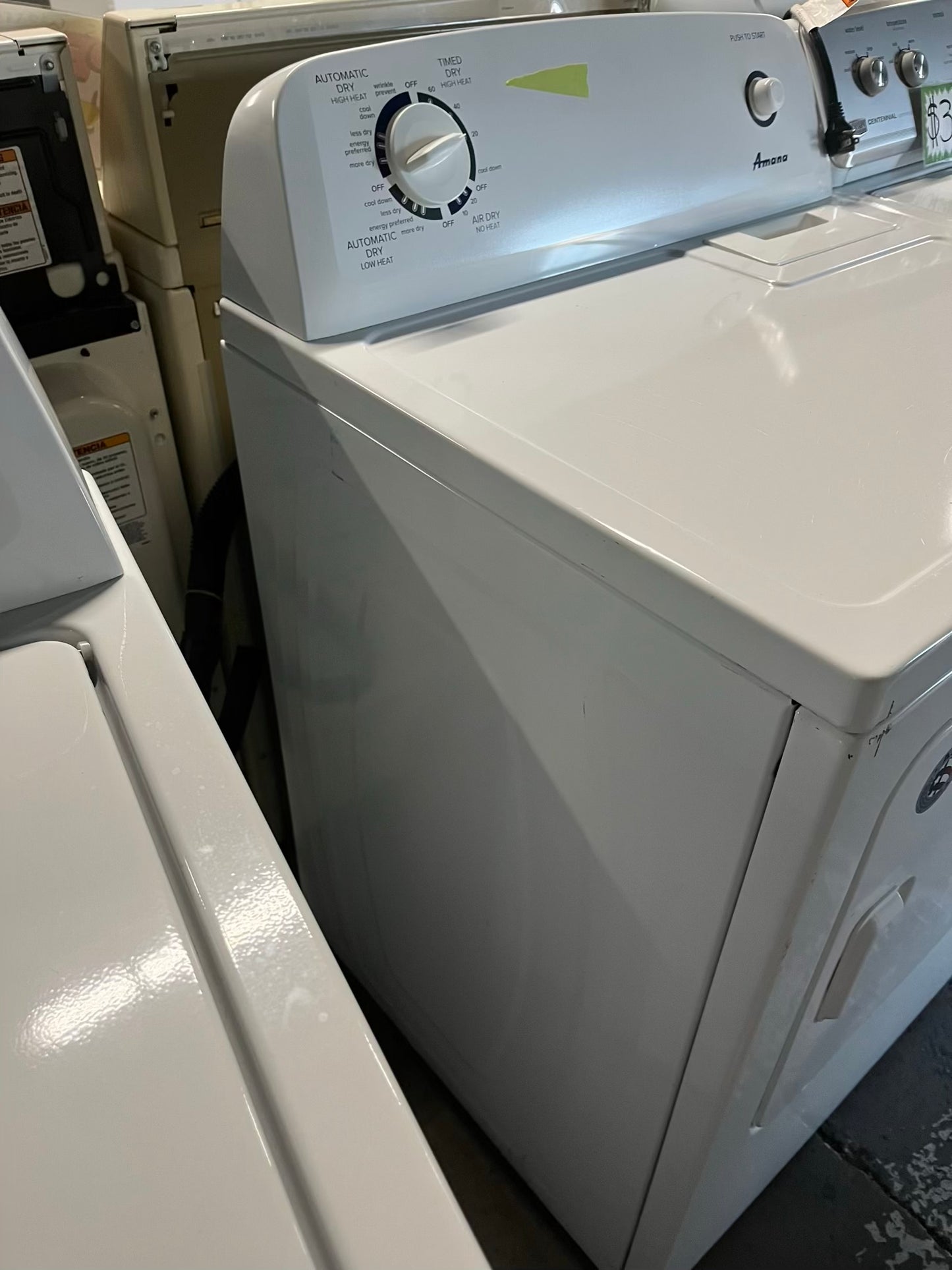 - Amana electric washer & dryer 220v set top load side by side #TWAM377WL