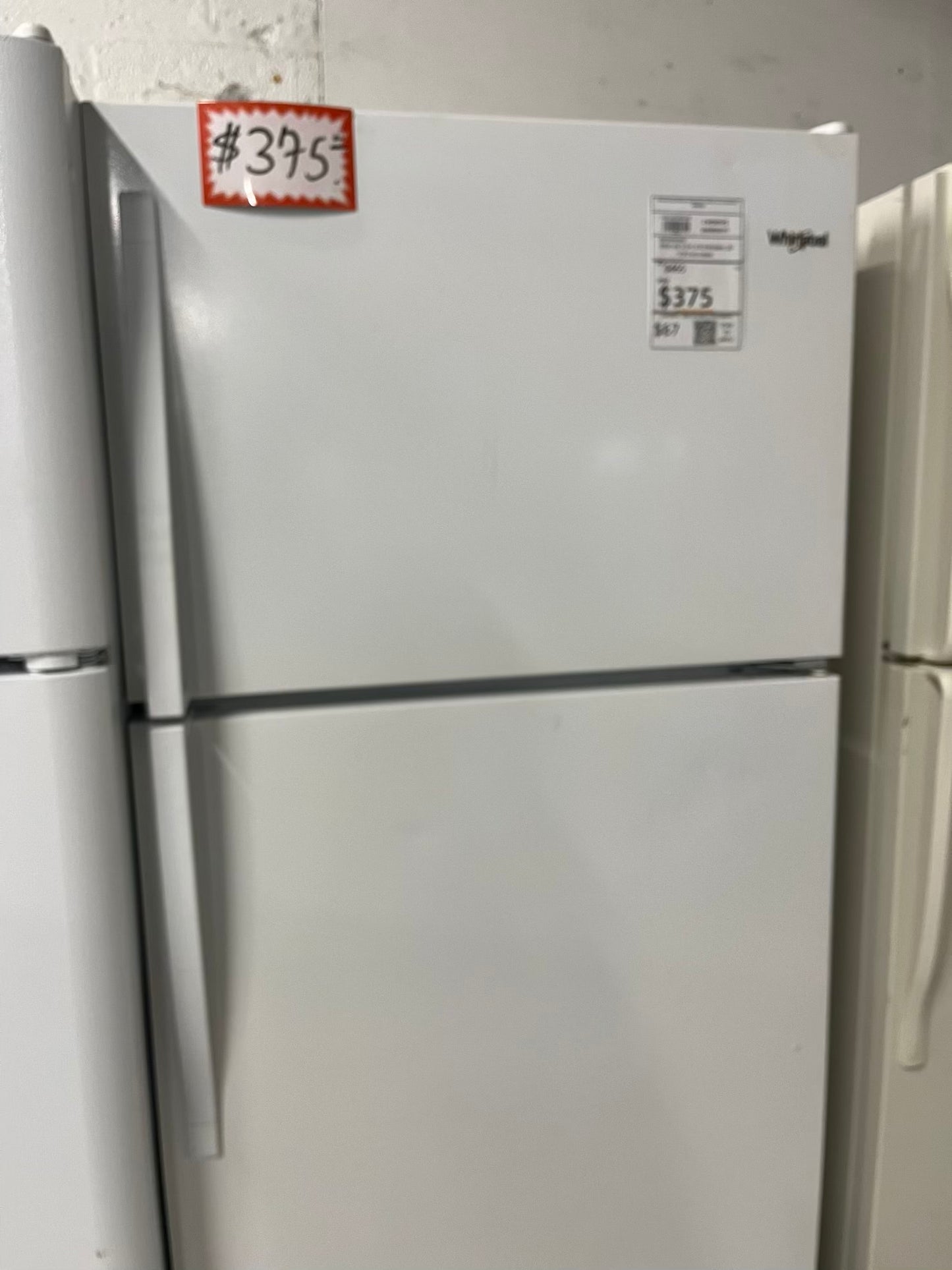 - Whirlpool top freezer refrigerator in white no ice maker used refurbished 30" #RF889JB