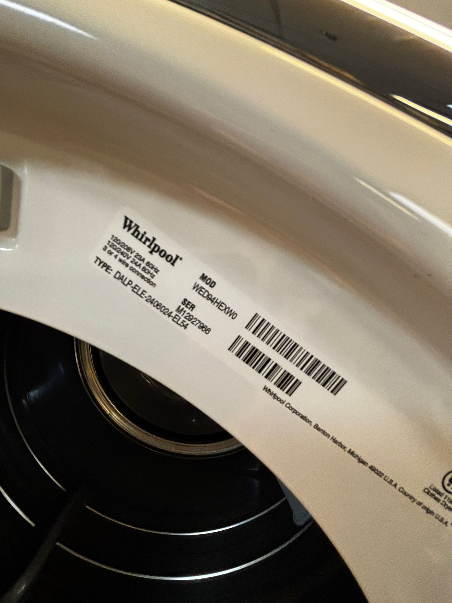Whirlpool front load washer & dryer set electric 220v stackable large capacity #WD932LB