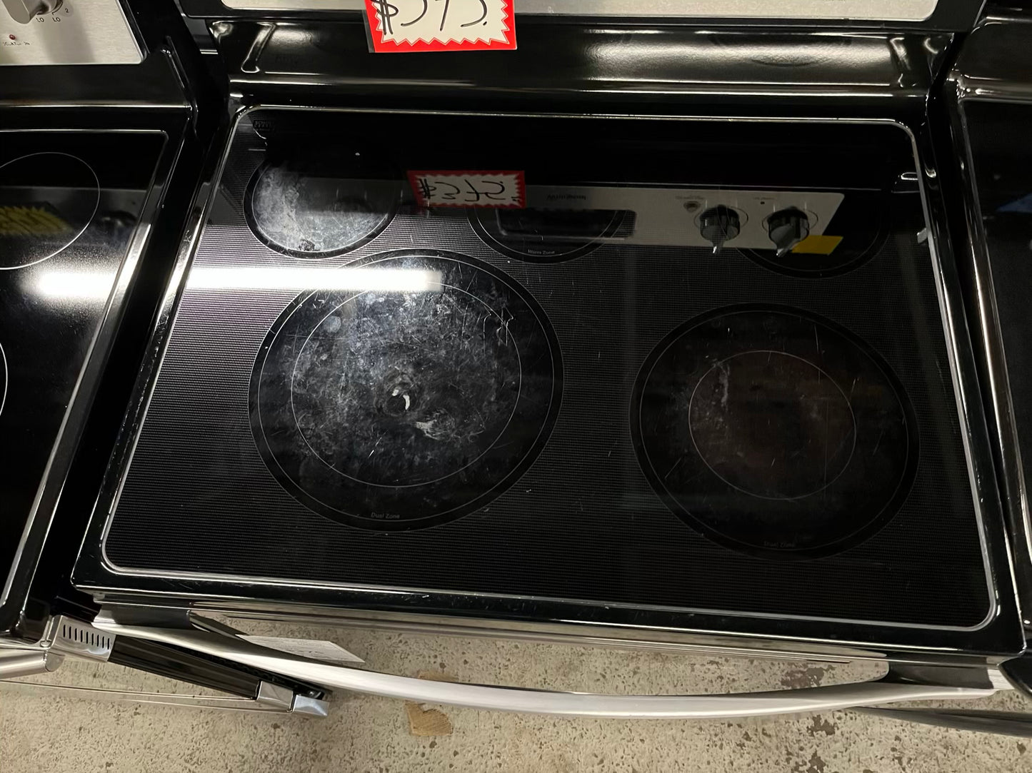 Whirlpool electric range 220v 5 burner warm zone convection bake broil self clean stainless steel Refurbished 30" #ER532KB
