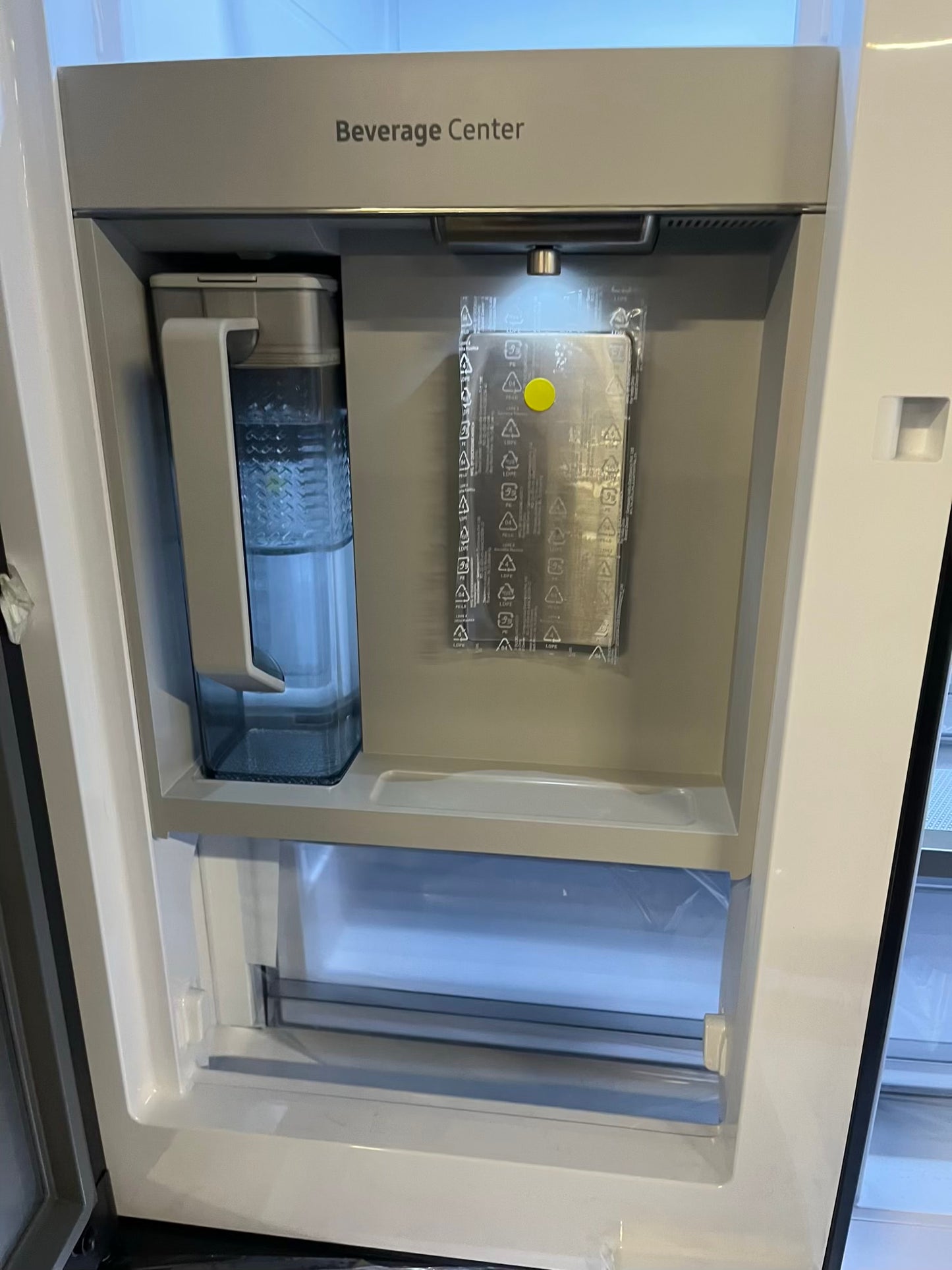 Open Box | Scratch & Dent - Samsung Bespoke 30 cu. ft. Standard Depth 3-Door French Door Smart Refrigerator with Family Hub in White Glass/Matt Grey Glass 36" #RF730JB-TR