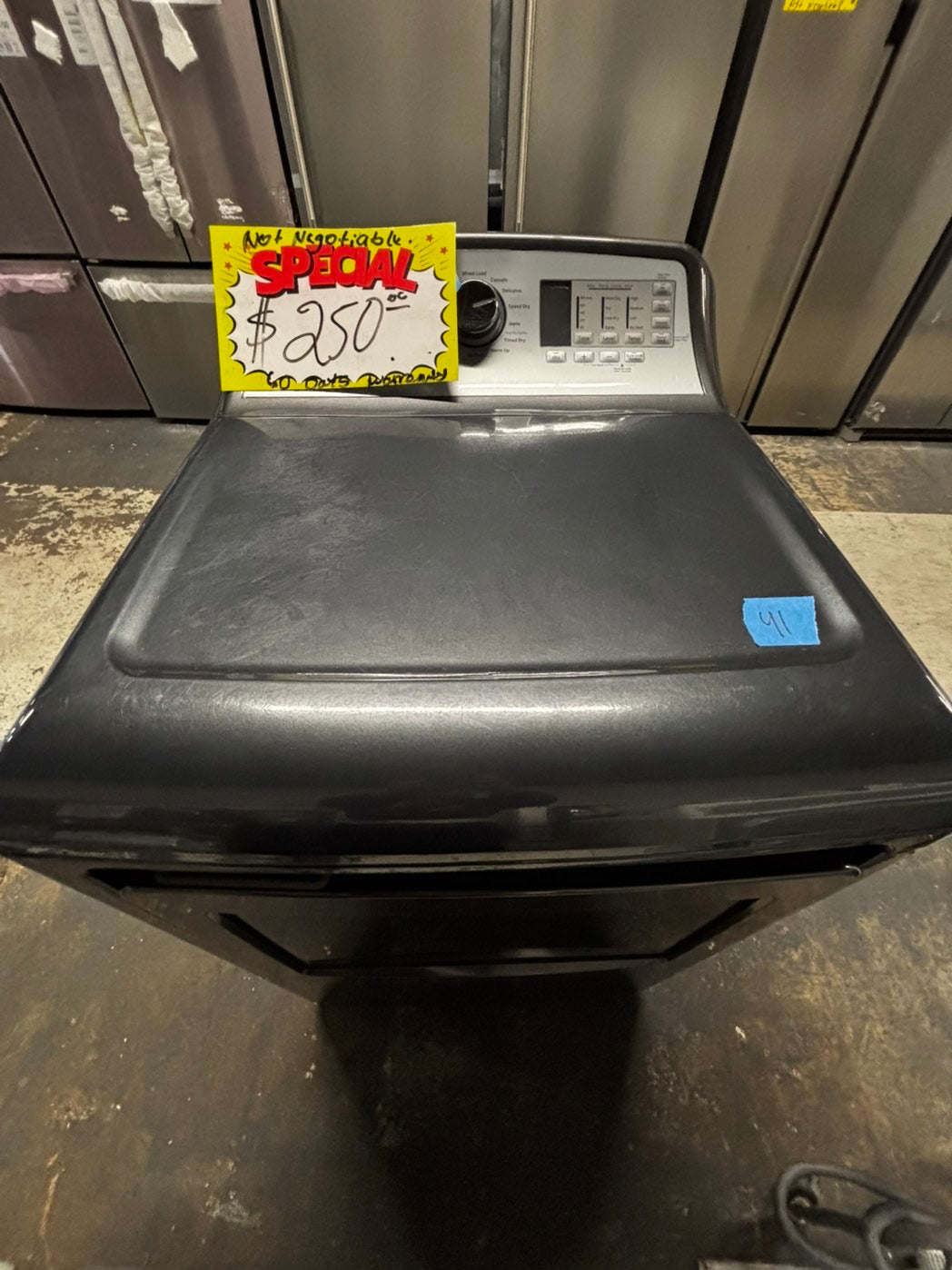 - GE Top load dryer side by side electric dark gray 220v large capacity 27" in Refurbished #EDD776B
