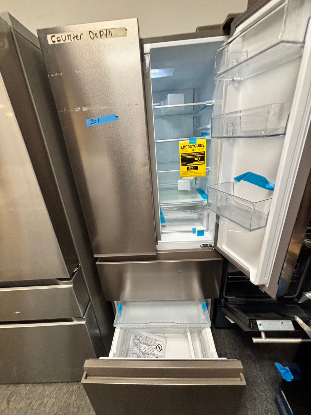 >Open Box 📦 Scratch & Dent 2pc. Combo stove 24” Bloomberg & fridge Haier four door refrigerator stainless steel counter depth 28" no ice maker #RF492KB2PC.