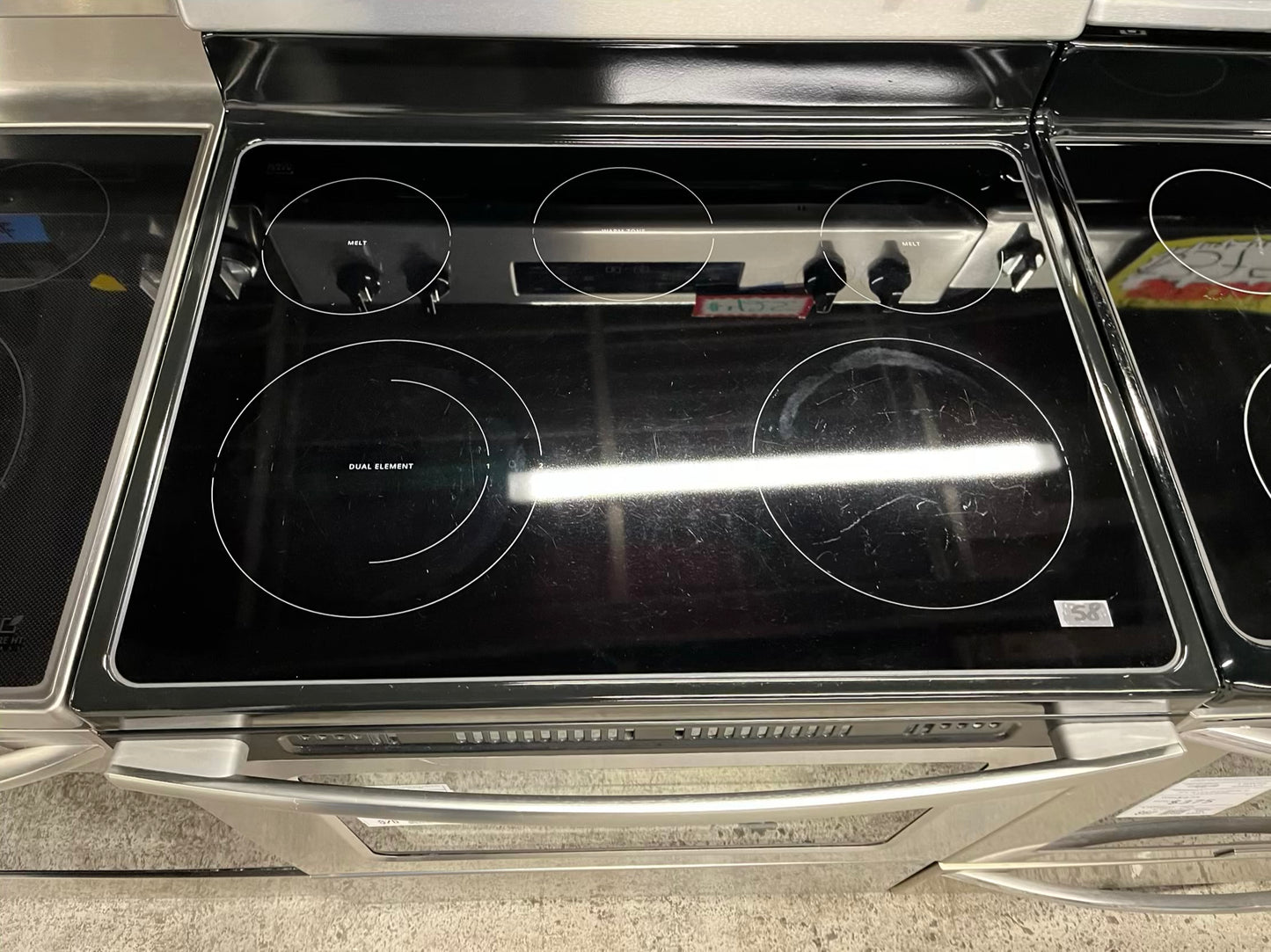 Whirlpool electric 220v range 5 burner warm zone bake broil steam clean stanless steel 30" #ER519JB-TR