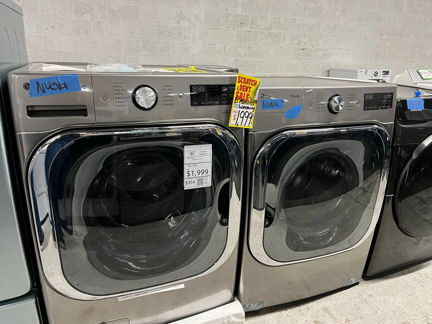 - Open Box 📦 LG Thing washer & Dryer electric 220v Set front load jumbo size stainless steel drum large capacity 29" #WD730GB-TR