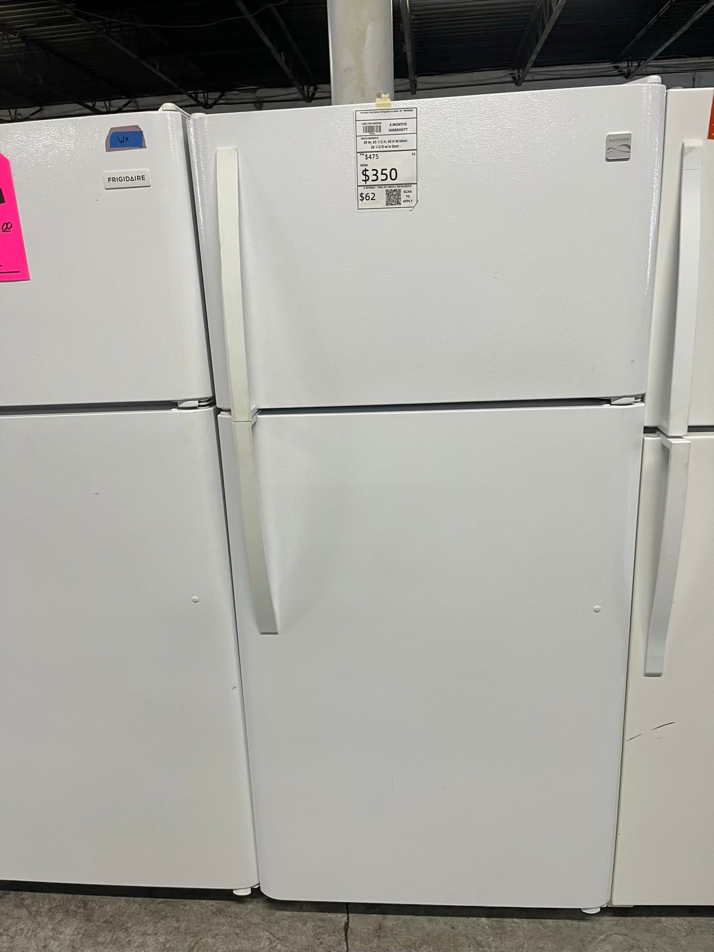 - Kenmore Top freezer refrigerator in white 30" #RF896DB