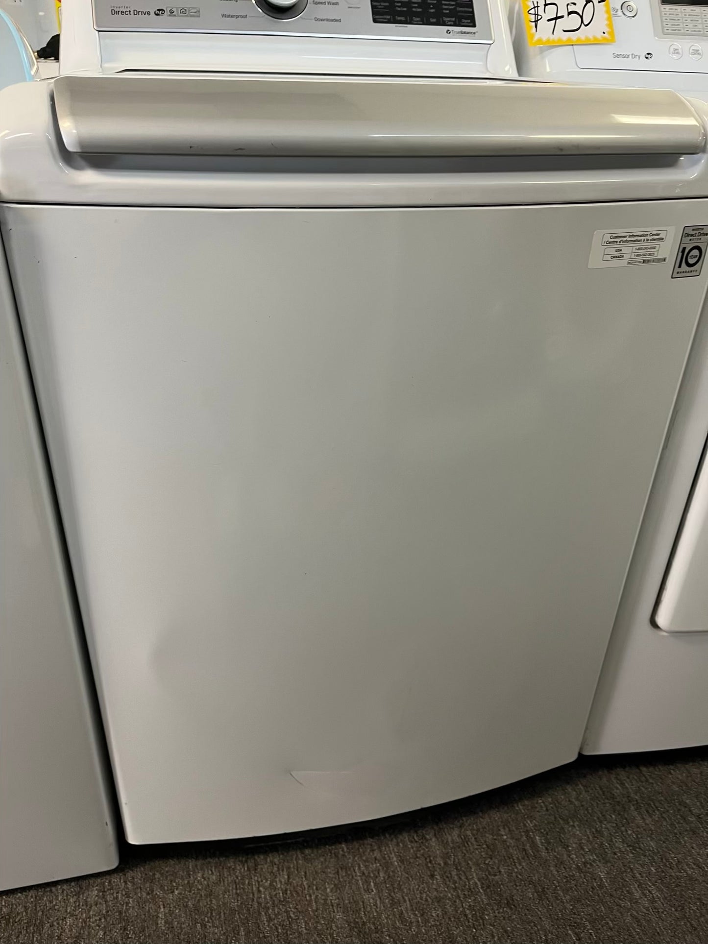 - LG washer & dryer set top load large capacity stainless steel drum in white 27" #ED483KB