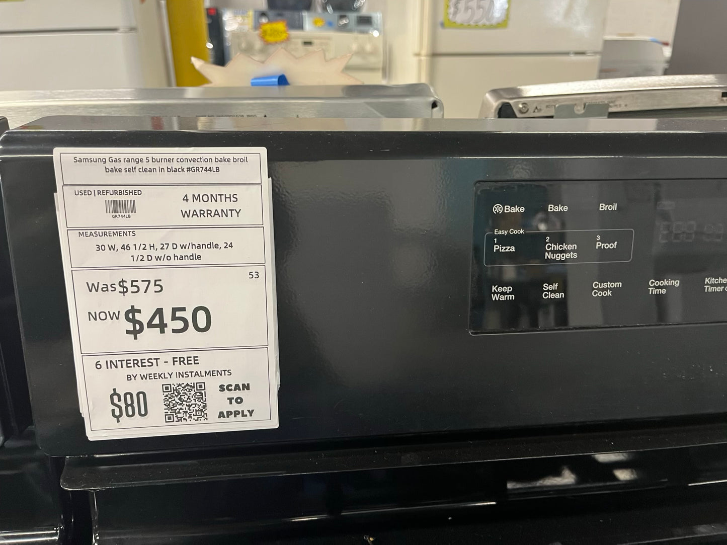 - Samsung Gas range 5 burner convection bake broil bake self clean in black #GR744LB