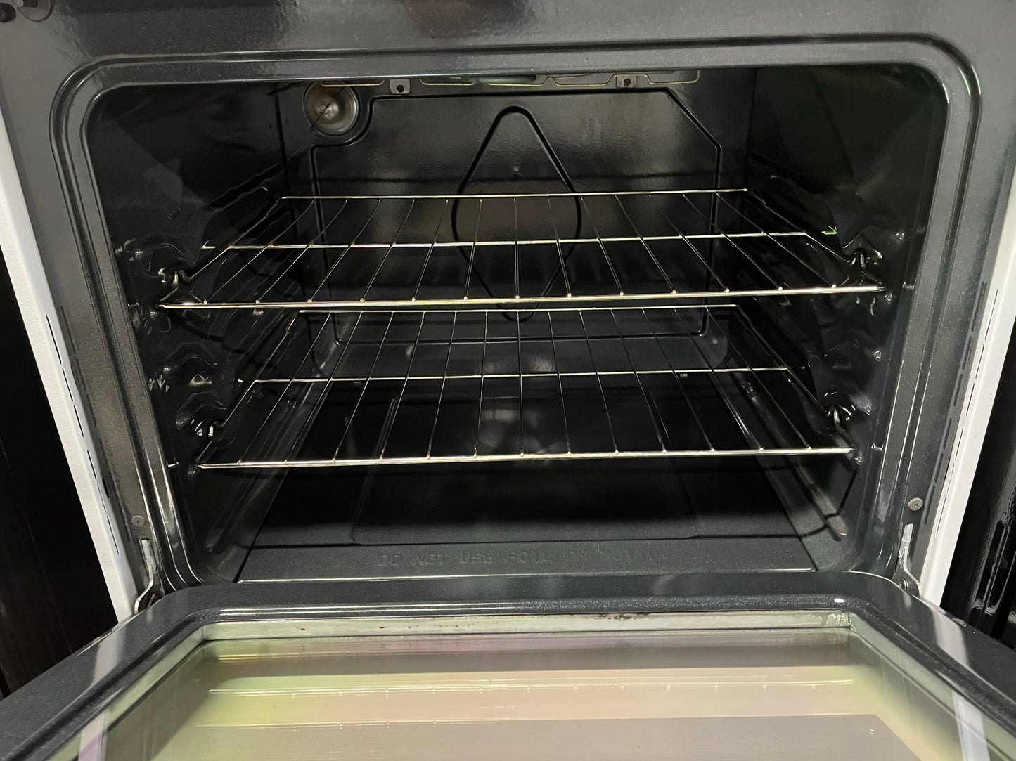 -Frigidaire slide in Glass top electric 220v range 5 burner warm zone bake broil self clean in white 30" Refurbished #ER749JB-TR