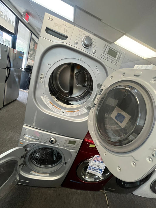 >LG true steam washer 4.5 cu ft & steam dryer 7.5 cu ft set electric 220v front load stackable or side by side Gray - sensor dry #WFLHDR27L