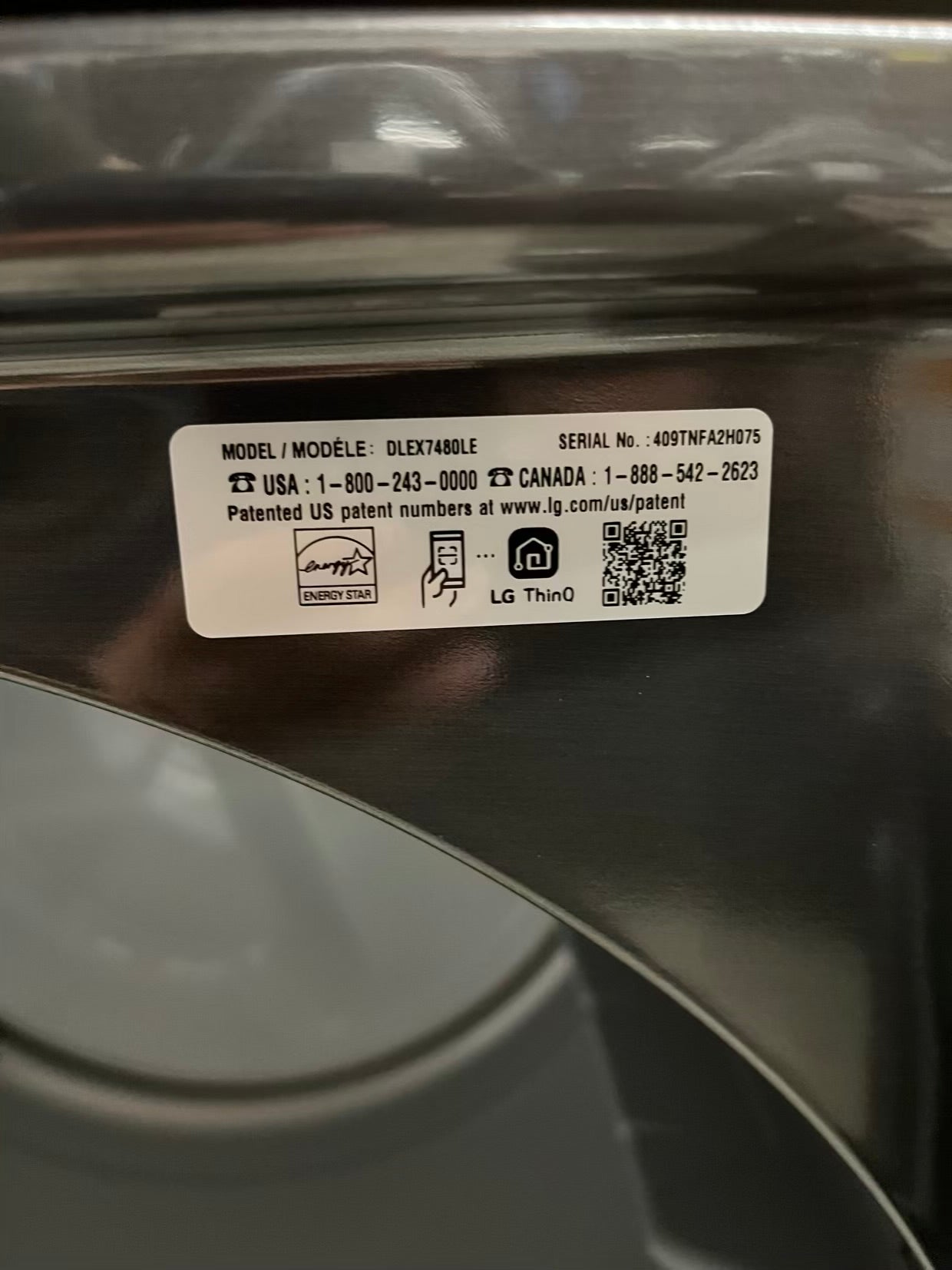 Open Box Scratch & Dent LG - 7.3 Cu. Ft. Electric Dryer 220v wrinkle care with Sensor Dry #WD638AB-TR
