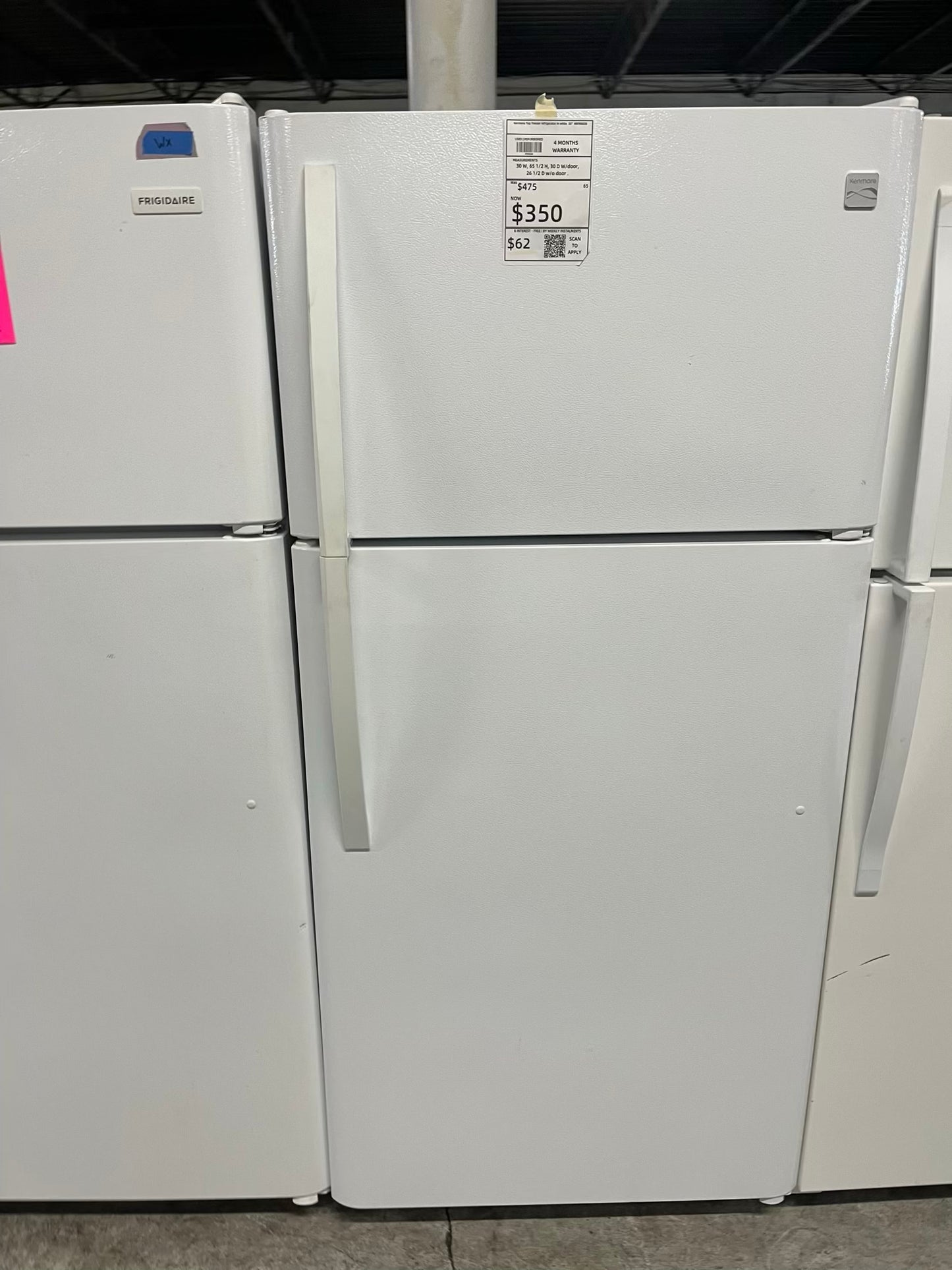 - Kenmore Top freezer refrigerator in white 30" #RF896DB