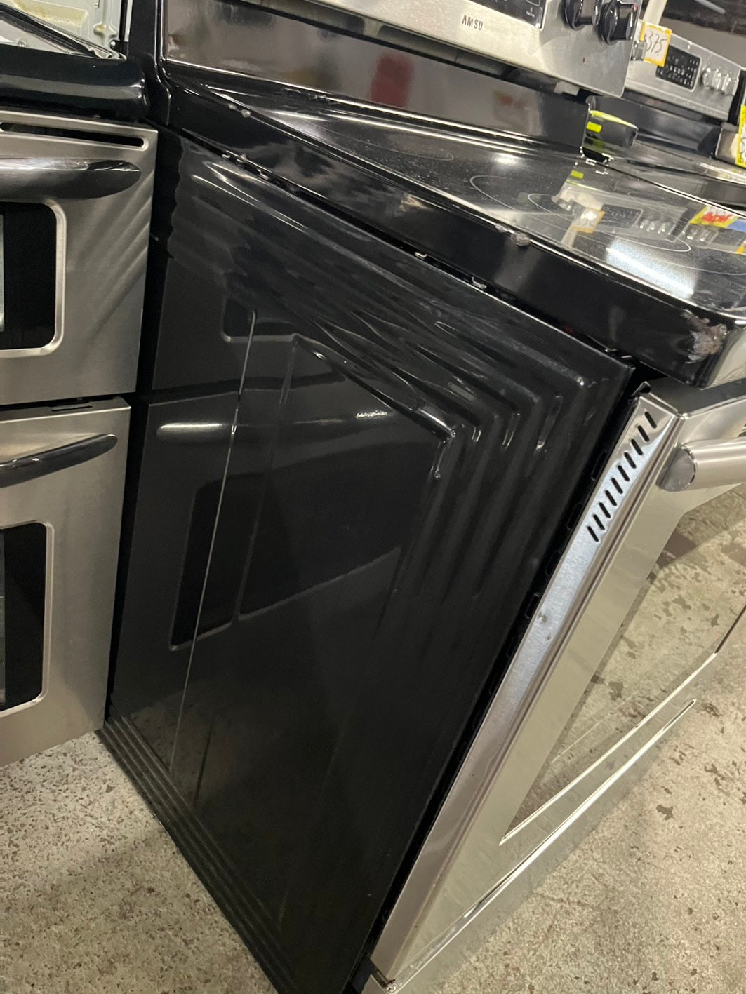 - Samsung glass top electric range 220v 5 burner warm zone convection bake roast broil steam clean Refurbished 30" #ER509FB