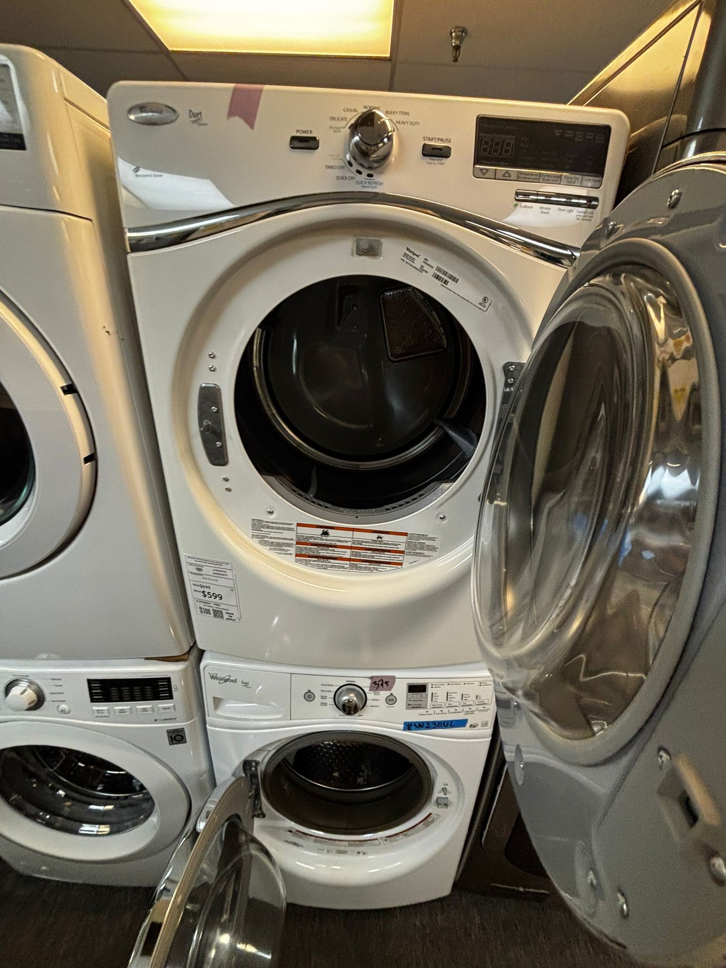 Whirlpool front load washer & dryer set electric 220v stackable large capacity #WD932LB