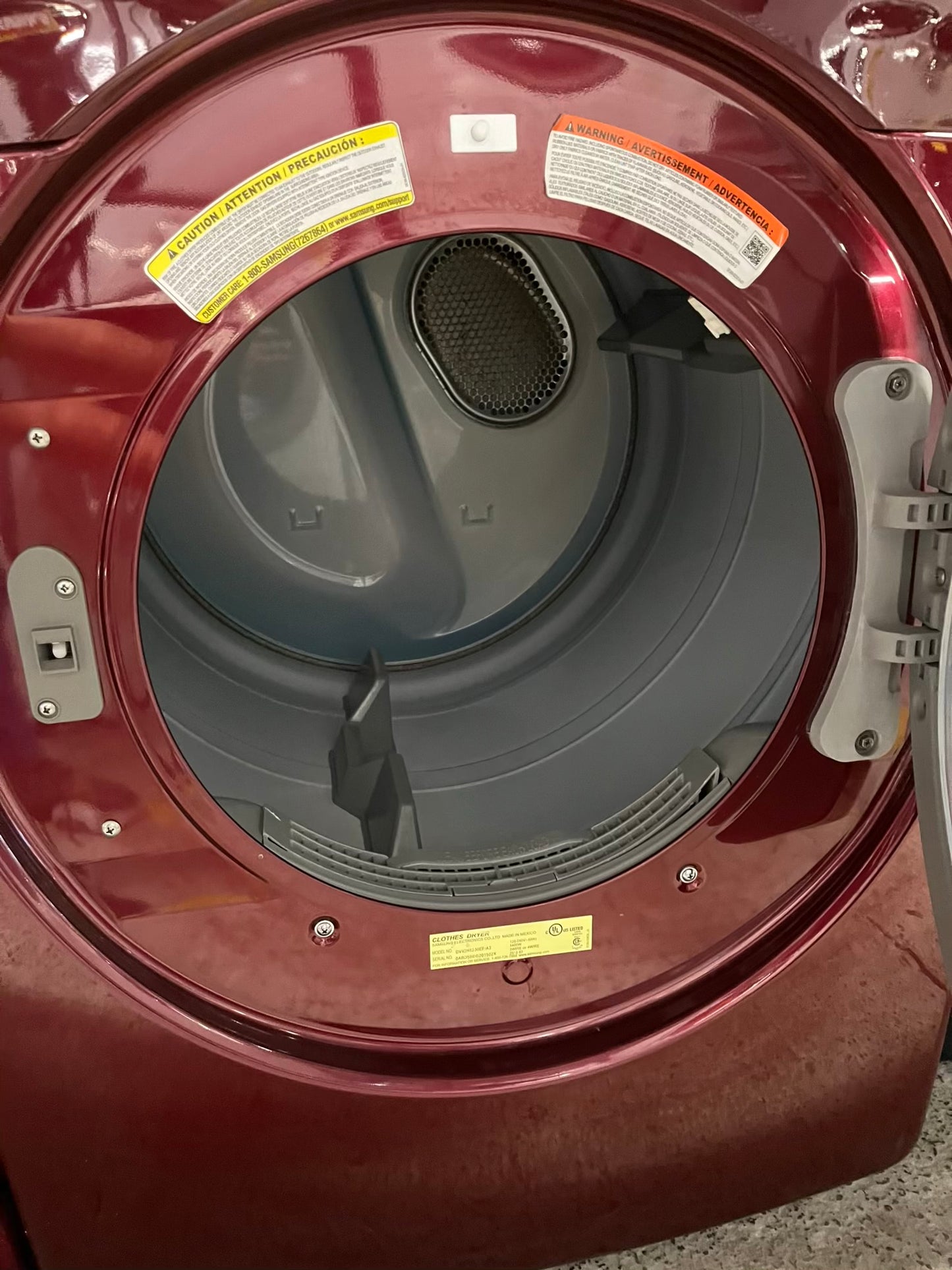 Samsung front load stackable electric 220v dryer in red 29" #ED298NB