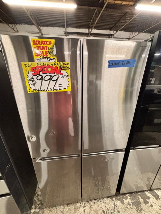 >special 🎈New open box (costumer return Samsung - 23 cu. ft. 4-Door Flex French Door Counter Depth Smart Refrigerator with Beverage Center - Stainless Steel #RFS4535YB