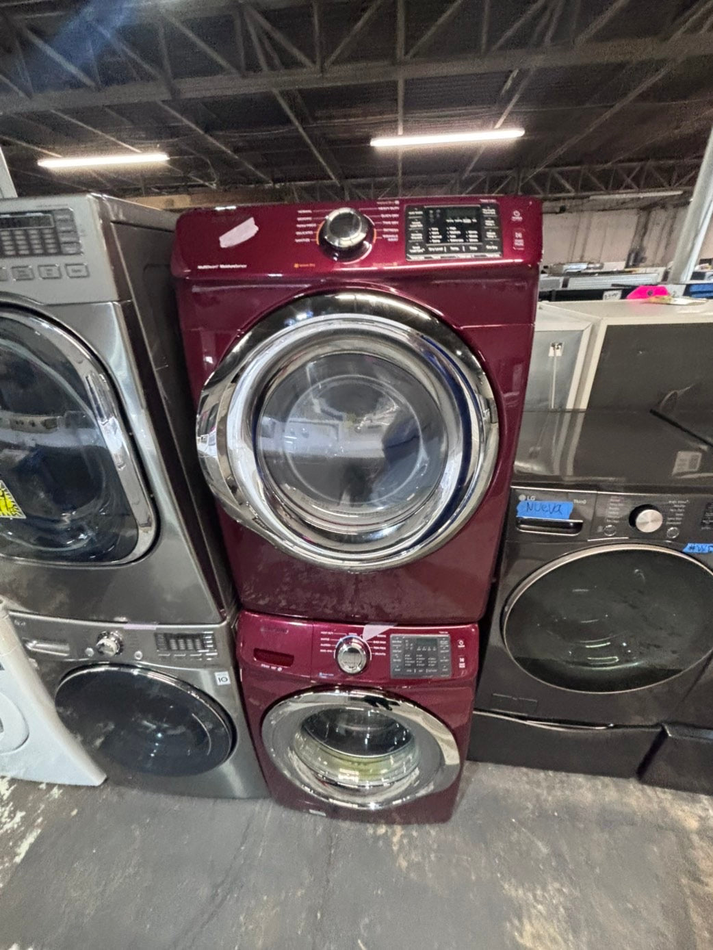 >*Samsung steam ENERGY STAR washer 4.5 cu ft & dryer 7.5 cu ft set electric steam 220v front load stackable or side by side - sensor dry ,burgundy color #BGCPL2SET