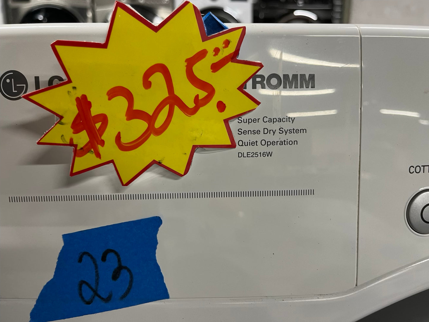 LG Dryer electric 220v in white front load w/pedestal extra storage stainless steel drum large capacity 27" refurbished #ED341AB