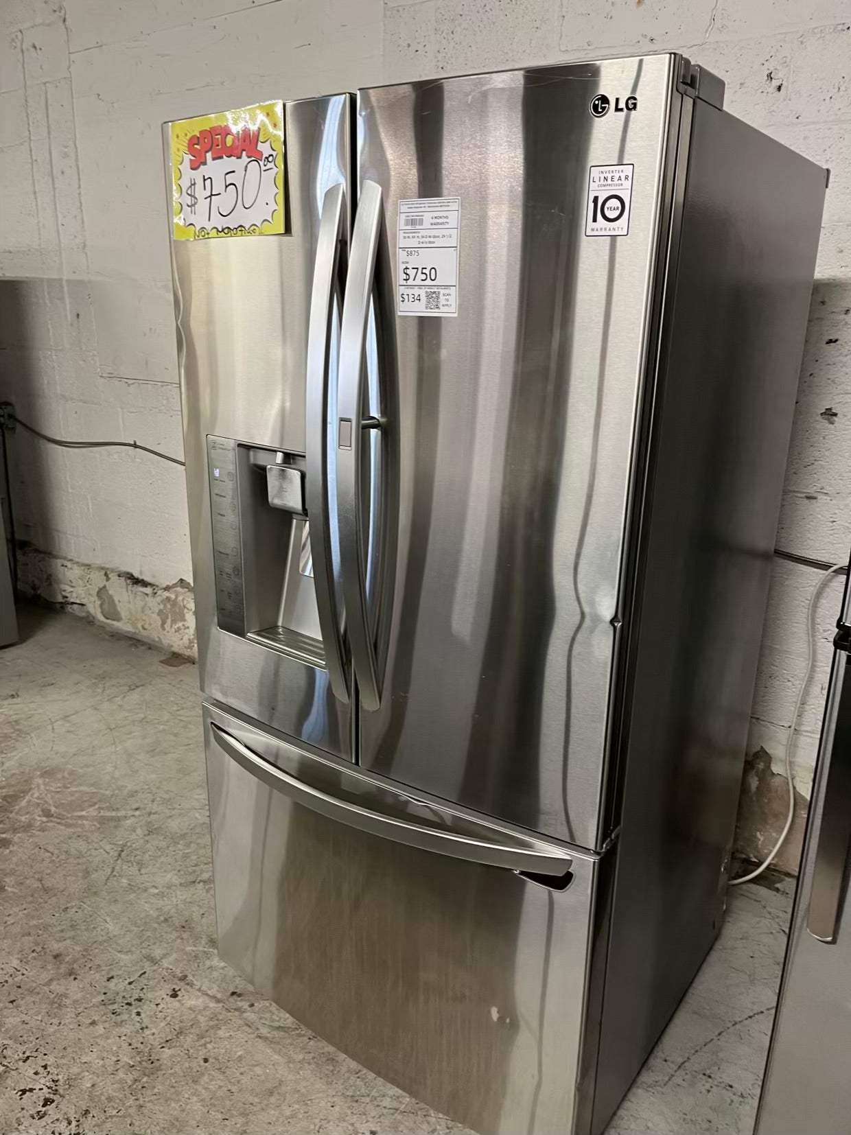 LG French door refrigerator Showcase stainless steel w/ice water dispenser 36" Refurbished #RF735SB